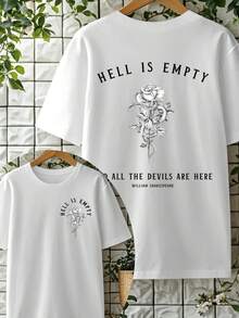 1pc, 100% algodón, Hell Void, Camiseta impresa con todos los demonios en este patrón, camiseta de manga corta de cuello redondo para hombres de primavera y verano, camiseta deportiva casual transpirable de algodón, regalo de vacaciones - Blanco - Ver 2
