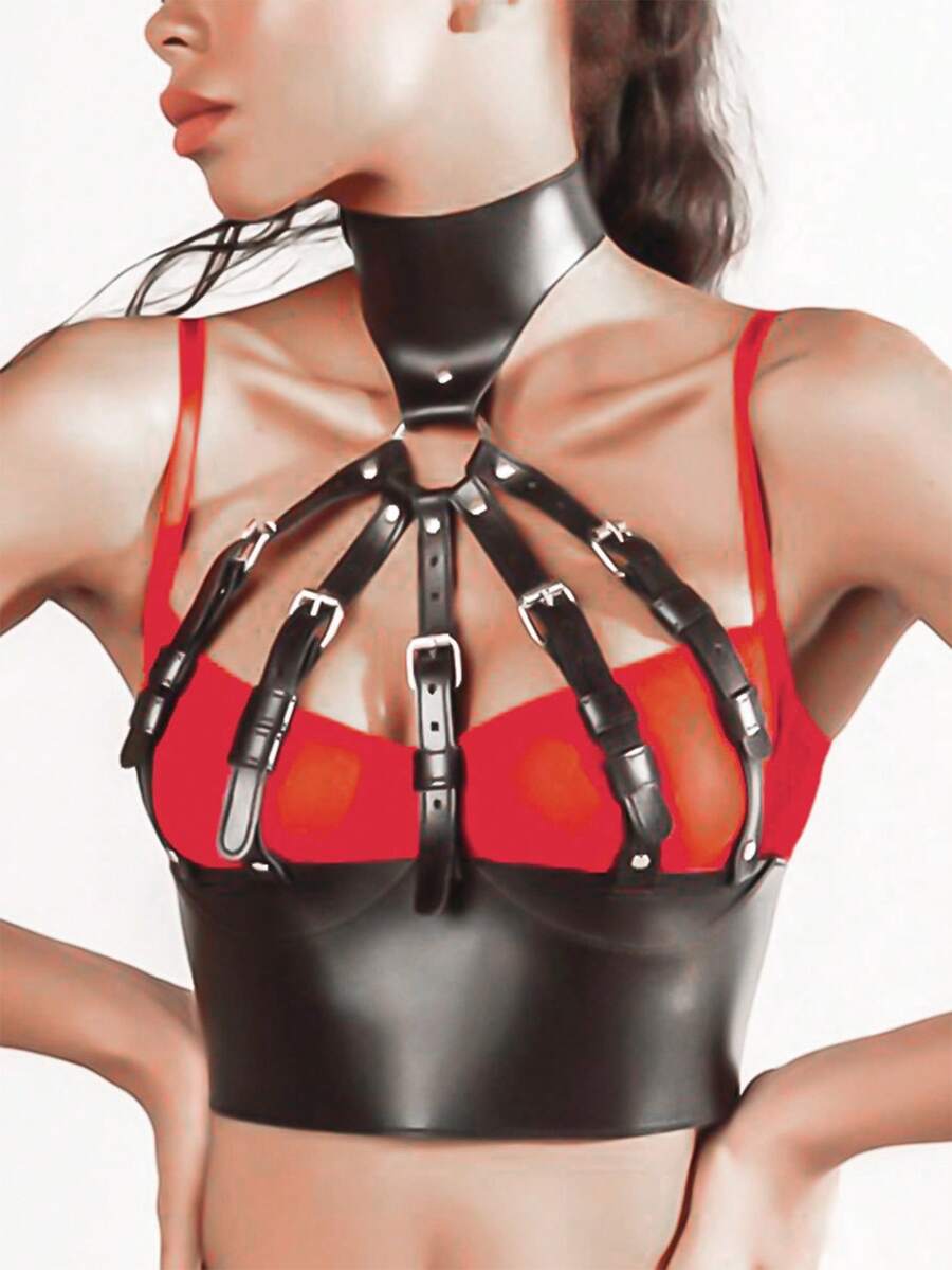 Leather Cage Bra  Bondage Harness Sexy Chest Leather Belt Valentine's Day Gift Ladies' Harness Leather