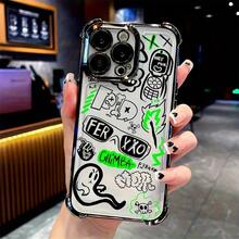 Funda para Teléfono - Patrón Clásico de Graffiti Urbano, Funda Anticaídas de Cuatro Esquinas para Apple  14/15, Funda para  17 17Pro 17Air 17Promax 11 12 12Pro 12Pm 13 13P 13Promax 14 14Pro 14Promax 14Plus 15 15Pro 15Plus 15Pm 16 16Pro 16Plus 16Promax - Negro - Ver 8