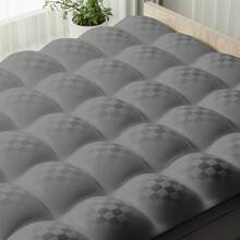 超厚保暖床垫 - 羽毛填充，可更换枕头，角撑板盒设计，适合 8-21 英寸深口袋，毛绒和支撑性好，酒店品质，白色、蓝色、灰色，非常适合万圣节、圣诞节、日常节日礼物！