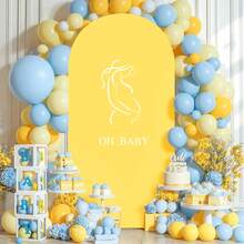 Yellow Arched Background Cover4feet,5 Feet, 6 Feet, 6.6 Feet, 7.2 Feet Wedding Arch Cover 2 Side Spandex Accessories Fabric Arch Background Dome Arch Background Fabric For Birthday Party Wedding Arch Stand Decoration (Shelf Not Included, Fabric Background Only)