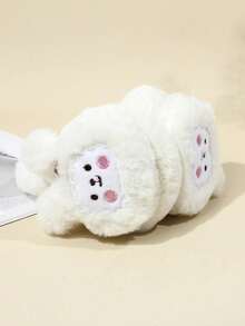 1 件儿童草莓卡通兔子图案耳套，毛绒保暖保护时尚耳套适合户外活动和日常佩戴