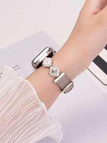 Bling Bling The Dazzling Jewelry Diamonds Complement The Noble And Elegant Young Ladies' For SE/Ultra3/2/1/S11/S10/S9/S8/S7/S6/S5/S4/S3/S2/1 Models. Luxury Faux Leather Band-Quick Release, Adjustable, Fits 38/40/41mm, 42/44/45/46/49mm Smartwatches, Women's For Apple Watch Band. - Multicolor - View 5