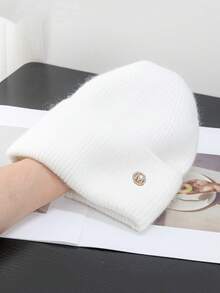 FADZOYLE 1顶针织翻边帽，带金属吊牌，女士冬季毛绒针织帽，柔软宽松保暖舒适，适合滑雪、跑步等运动，男女通用成人针织帽，大头围，提拉面部，保暖。 - 針織帽 - 查看 22