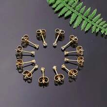 6 pares de pendientes de garra de 2 mm, pendientes de moda de acero inoxidable hipoalergénicos con circonita sintética, set de joyas unisex con múltiples orificios, pequeños y brillantes pendientes de hueso para Navidad, Carnaval, Festival de Primavera