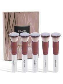 MAANGE Bộ 1/3/5 cọ tán kem nền đầu phẳng, dụng cụ trang điểm với sợi mềm mại dễ mang theo, cọ du lịch, cọ tán kem nền, cọ che khuyết điểm, cọ má hồng, cọ tạo khối, cọ má hồng, cọ bronzer, cọ phấn phủ, cọ tán kem nền, cọ má hồng, quà tặng. - trắng - Xem 4