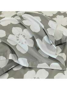 Kenzo KCE-002 Set di biancheria da letto in 100% cotone, confortevole e delicato sulla pelle, confortevole e traspirante, non facile da formare pallini, classico set Begonia da quattro pezzi, grigio