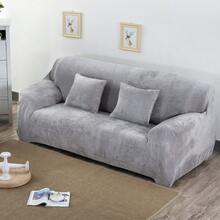 Soft Stretch Sofa Cover Thick Plush Slipcover Furniture 360° Full Protector Sofa Non-Slip With Elastic Bottom Washable - Silver Gray - View 1