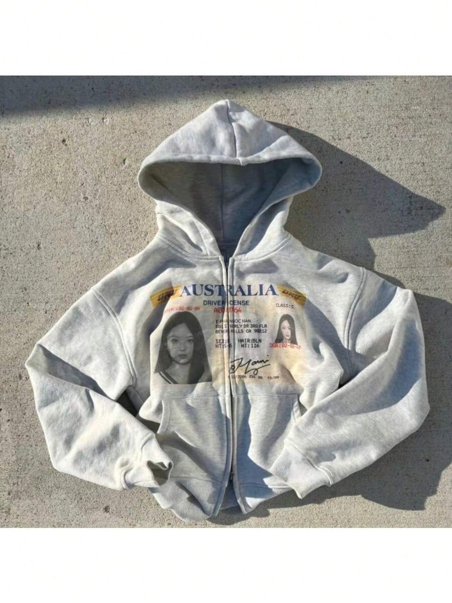 Sudadera con capucha casual y con cremallera, de estilo urbano y con estampado, para hombre - 4 - Ver 1