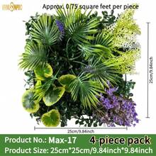 4pcs (3 Sq Ft Total) Premium Artificial Plant Art Decorative Wall Panels, With Realistic Agave, Fern, Palm Leaves And Flowers, Lifelike Leaf And Floral Textures - Indoor/Outdoor Grass, Home Wall Decor, UV-Resistant Durable Plastic, Maintenance-Free Fake Plants, Suitable For Home, Office, Commercial Year-Round Decoration, Outdoor Artificial Greenery And Flowers