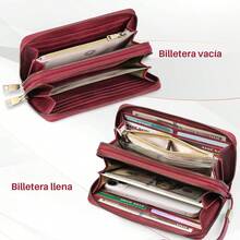 ¡RecomendadoSlowTon Carteras Mujer, 24 Ranuras Gran Capacidad Cartera Roja para Mujer de Cuero PU con Bloqueo RFID, Minimalista Cartera Dama con Monedero y Doble Cremallera para Mujeres, Regalos para Mujeres¡Top de Temporada - Rosa - Ver 6