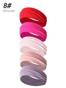 5 Stücke Unisex einfarbige & gestreifte vielseitige Sporthaarbänder, modische tägliche Radfahren Trainings Schweißbänder