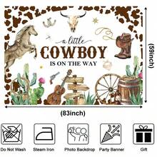 DCowboy Baby Shower Backdrop 7x5ft A Little Cowboy Is On The Way Western Theme Baby Shower Party Decorations Photography Background Banner Photo Studio Props10