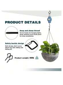 20 Diamond-Shaped Hooks, Outdoor Lamp Hooks, Wall-Mounted Hooks For Hanging Plants, Hanging Flower Pots (Rhombus-Black, White)