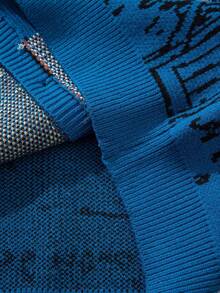 ANDREILEEANDREILEE 春秋新款休闲梵高画风开衫外套男女通用针织毛衣 - 藍色 - 查看 6