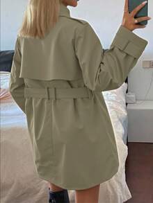 Plain    Elegant  Casual    Pocket  Zipper  Button    Office