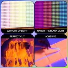 4 Pack Glow In The Dark Party Supplies Neon Streamers Party Decorations Backdrop Blacklight Stars Neon Foil Fringe Curtains Photo Props UV Black Light For Birthday Decoration