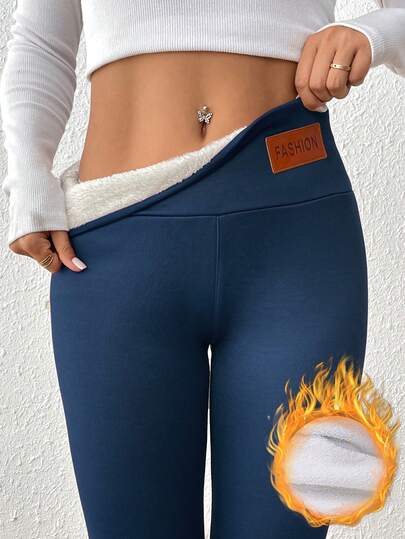 High Waist Thermal Lined Skinny Pencil Pants, Elastic Thermal Leggings For Women, Cross-Border