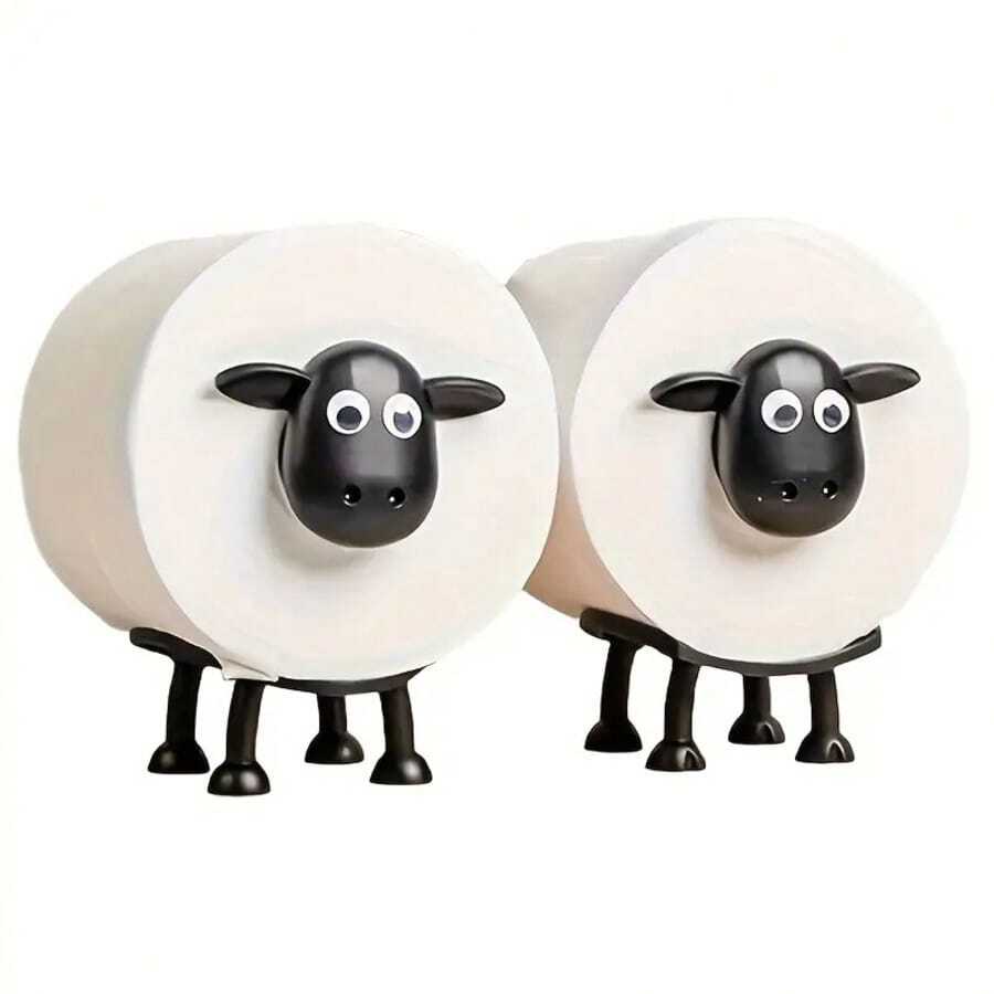 Black Sheep Cute Animal Tissue Holder - Humorous Vertical Toilet Paper Holder (Black Sheep Design)|   Playful Toilet Decoration|   Mother's Day/Holiday Gift Ideas - 2隻黑色羊 - 查看 1