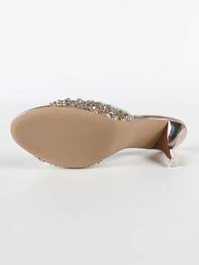 Women High Heel Sandals, Comfortable Transparent Glamorous Rhinestone, Suitable For Party And Gathering Valentines - Champagne - View 8
