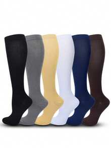 2 Pairs Mixed Color S/M/L/XL/XXL Dot Grip Non-Slip Thin 200D Compression Socks, Elastic Knee-High Sports Socks