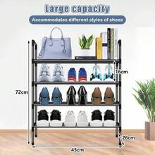 Shoe Rack, 4 Tier Shoe Storage Rack Minimalist Shoe Rack Small Adjustable Metal Frame Heavy Duty Shoe Organiser Storage Unit, L45x W26x H72 - Initial - View 3