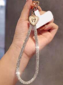 奢华水钻手机挂绳、腕带配件、短款别致蝴蝶和心形吊坠手链 - 彩色 - 查看 13