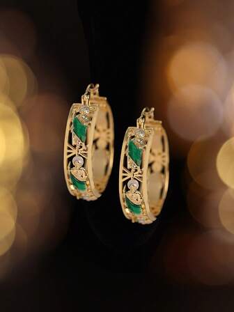 Mexican Style Virgin Mary Guadalupe Hoop Earrings For Women's Earring Golden Copper Plated Circle Round Earrings Wedding Jewelry Accessories Gift