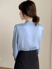 2025 New Regular Size Women's Autumn/Winter Long Sleeve Shirt - Machine Washable Collarless Button - Less Style