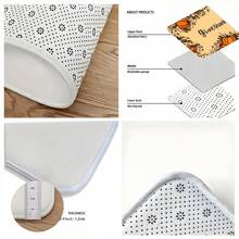 1 pièce Tapis d'entrée avec motifs d'impression de dinde/citrouille de Thanksgiving, rectangle en polyester absorbant et séchage rapide, convient pour la décoration intérieure et extérieure de la maison, de la chambre, de la salle de bain, de la cuisine et de la salle à manger, idéal comme cadeau d'anniversaire, d'automne, d'hiver, pour les fêtes et la cour