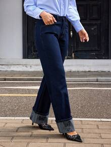 Jeans a vita alta larghi e vintage in denim blu medio per l'autunno e l'inverno, pantaloni a gamba ampia con design a stampa farfalla plissettata, pantaloni casual snellenti e versatili, tessuto morbido e durevole adatto per l'ufficio, la scuola, le vacanze e varie occasioni