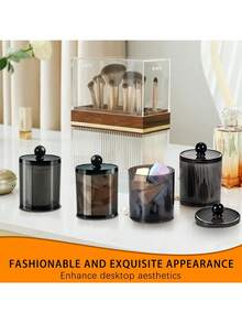 6/Pcs Black Acrylic Bathroom Swab Dental Floss Storage Jar, Swab Storage Jar