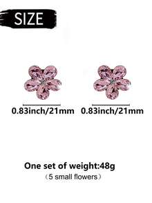 Clip con 5 flores de pétalos con cristal de 5 piezas/10 piezas, decoración de cristal brillante para el interior del coche, accesorio para salida de aire acondicionado del automóvil - Rosa - Ver 2