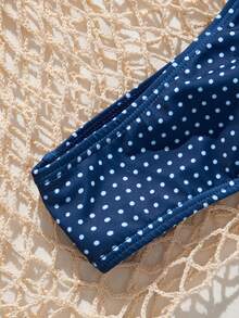 Ladies' Swimsuit Sexy Fashion Blue Two Pieces Swimsuit Lace White Bead Accessories Summer Beach Bikini Set Random Print