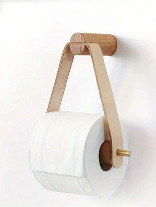1 pezzo Portarotolo di carta igienica in legno vintage, portarotolo da parete in stile rustico con viti - Portasciugamani multifunzionale (legno e pelle sintetica) | Decorazione per il bagno, organizzatori e porta rotolo da parete in stile rustico, decorazione per il bagno, portarotolo da parete in legno e pelle sintetica, organizzatori e porta rotolo