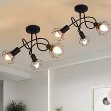 homefire 1/2ER Schwarz Deckenstrahler 3 Flamming Vintage Deckenleuchte Deckenlampe E14 Wandleuchte Eisennetz Umlauflampe Retro Küchenlampe Strahler für Wohnzimmer Schlafzimmer Flur(Ohne Leuchtmittel)