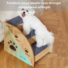 Solid Wood Pet Stairs, Pet Stairs, Dog Stairs, Four-Step Stairs, Pet Cat And Dog Stairs, Non-Slip Detachable Dog Bed Stairs, Wooden Cat Climbing Frame, Suitable For Beds/Sofas, Non-Slip, 2 To 4 Step Canine Stairs With Thickened Safety Rails And Ramp Design, 15 Inches High, Suitable For Small/Medium Dogs, Cats And Senior Pets (Sturdy Construction) - Apricot - View 6