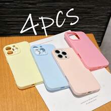 Bộ 4 ốp lưng điện thoại mềm, chống sốc, màu trơn, kiểu dáng cổ điển, bề mặt mờ, chất liệu cao cấp, tương thích với các dòng điện thoại Apple 13, 11, 12, 14/14 Pro Max, 15/15 Pro Max, 7/8, X/XS, XR, XS Max, 17, 17 Pro, Air, 17 Pro Max, màu pastel mùa xuân. Quà tặng - Nhiều màu - Xem 15