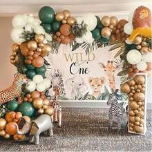 119pcs Wild Green Jungle Theme Latex Balloon Garland Arch Kit Suitable For Anniversary, Celebration, Party Decoration - 彩色 - 查看 3