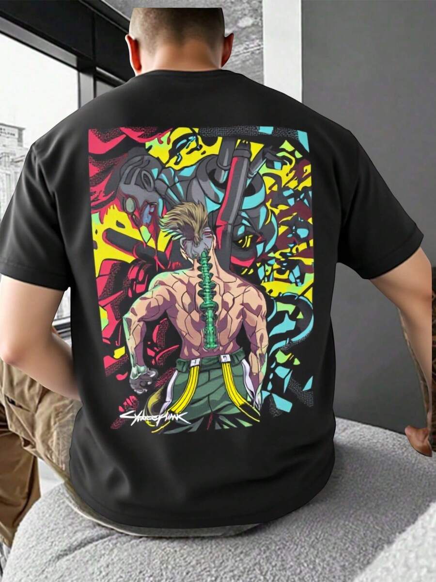 Playera Unisex DAVID CYBERPUNK Juvenil Cuello Redondo Normal - Negro - Ver 1