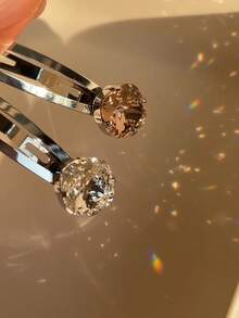 1pc Crystal Zirconia Crystal BB Clip, Hollow Hair Clip, Autumn/Winter Hair Accessory, Claw Clips, Hair Claws, Hair Slide, Hair Barrettes