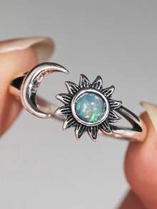 1 PC Pretty Sun Cubic Zirconia Ring For Women For Wedding Engagement Anniversary Party Jewelry Valentine's Day Gift