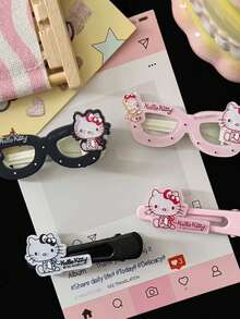 Sanrio 2 piezas Clip de pelo con diseño de Hello Kitty de dibujos animados, regalo de Navidad con decoración navideña linda