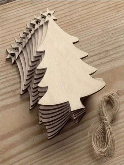 10 piezas Adornos navideños de madera sin terminar para decoración colgante del árbol de Navidad, para manualidades DIY, decoración del hogar y fiestas. Incluye muñeco de nieve de madera, árbol de Navidad y otros colgantes de madera para pintar, decorar y colgar en Navidad.