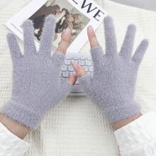 柔软保暖女士触屏手套，加厚防寒露指手套，适合户外运动、冬季骑行，情人节的绝佳礼物 - 彩色 - 查看 22