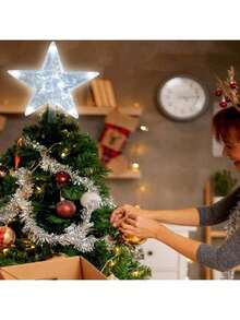 1 件圣诞树顶星，圣诞树顶星带灯 LED 夜灯树顶电池供电圣诞树顶星，适用于树木、圣诞树装饰、派对 - 彩色 - 查看 2