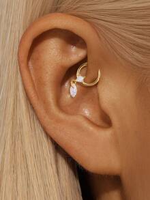 SereneSpark 1 件 925 纯银榄尖形水滴耳环鼻软骨耳轮穿孔精美珠宝适合日常佩戴派对周年纪念情人节 - 金色 - 查看 8