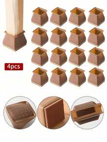 4/8 piezas de protectores de patas de muebles marrones duraderos, fundas de silicona para patas de sillas con base antideslizante de fieltro, protectores de patas de mesa cuadrada, fundas para sillas, decoración de cocina, decoración del hogar, decoración de barra de café, decoraciones de Halloween, regalos de Navidad, artículos esenciales para el hogar