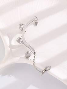 1 chiếc khuyên tai hình răng quỷ phong cách Gothic tối giản, thích hợp cho phụ nữ, các cặp đôi, tiệc tùng, trang trí hàng ngày - Bạc - Xem 7