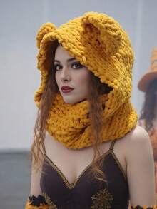 Festive Bear Ears Knit Hat & Scarf Set - Winter Fashion For Women, Christmas & Holiday Gift Idea - Multicolor - View 5